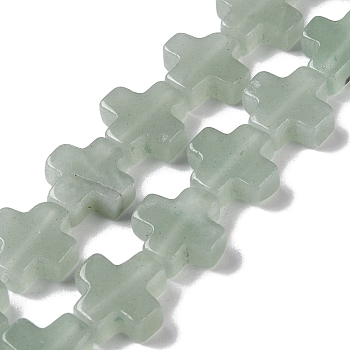 Natural Green Aventurine Beads Strands, Cross, 13~13.5x12.5~13.5x4~5mm, Hole: 1mm, about 18pcs/strand, 9.21''(23.4cm)
