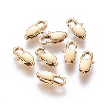 Ion Plating(IP) 304 Stainless Steel Lobster Claw Clasps, Golden, 13x6x3mm, Hole: 1.4mm