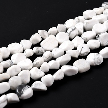 Natural Howlite Beads Strands, Nuggets, Tumbled Stone, 5~8.5x5.5~7x3.5~4mm, Hole: 0.7mm, about 64pcs/strand, 16.34 inch(41.5cm)
