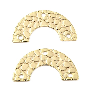 Brass Chandelier Component Links, Semicircle, Textured, Real 18K Gold Plated, 9.5x19x0.5mm, Hole: 1.2mm