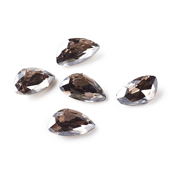Glass Rhinestone Cabochons, Pointed Back & Back Plated, Faceted, Right Teardrop, Satin, 8x14x5mm