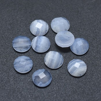 Natural Blue Lace Agate Cabochons, Faceted, Half Round/Dome, 6x2.5mm