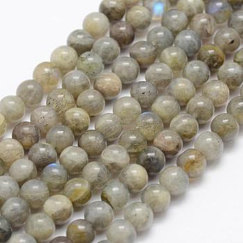 Natural Labradorite Beads Strands, Grade A-, Round, 6mm, Hole: 1mm, about 66pcs/strand, 15.3 inch(39cm)