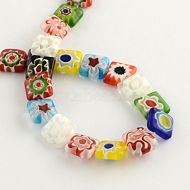 Square Handmade Millefiori Glass Beads Strands(X-LK-R004-19)-2