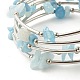 5-boucles de bracelets en perles d'aigue-marine naturelle pour femme(BJEW-JB01517-03)-4