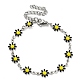 304 Stainless Steel Flower Link Chain Bracelets with Enamel(BJEW-E088-02P)-2