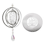 Ramadan & Eid Mubarak Theme 201 Stainless Steel Connector Charms/Links, Hollow Flat Round with Moon, Etched Metal Embellishments, Non-Tarnish, Stainless Steel Color, 150x0.3mm, Hole: 1mm(STAS-TA0005-95)