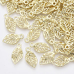 Alloy Pendants, Leaf, Light Gold, 18x9x2mm, Hole: 1.6mm(X-PALLOY-T067-155LG)