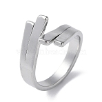 Non-Tarnish 304 Stainless Steel Cuff Ring, Stainless Steel Color, US Size 7 3/4(17.9mm)(RJEW-Q785-01P)