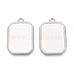 304 Stainless Steel Pendant Cabochon Settings, Polygon, Stainless Steel Color, 38.5x25.5x2mm, Hole: 3~3.5x3mm, Tray: 30.5x21.5mm(STAS-N108-76P)