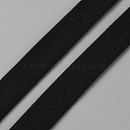 1 Roll Polycotton Folding Ribbons, for Cloth DIY Making Decor, Black, 1/2 inch(13mm), about 55 Yards/Roll(OCOR-PH0005-20A)