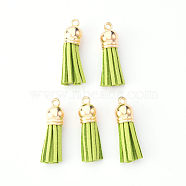 Faux Suede Tassel Pendant Decorations, with CCB Plastic Cord Ends, Light Gold, 33~35x10mm, Hole: 2.5mm(X-FIND-R095-018LG)