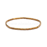 Glass Column Beaded Stretch Bracelet for Women, Golden, Inner Diameter: 2-3/8 inch(5.9cm)(BJEW-JB08625-01)