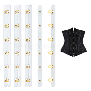 6-Hook Iron Corset Busk with Golden 201 Stainless Steel Buttons, Board Corset Busk for Sewing and Closure of Womens, White, 300x26x6mm(FIND-WH0120-75)