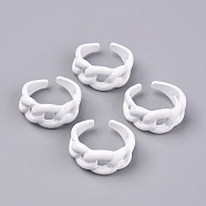 Spray Painted Alloy Cuff Rings, Open Rings, Cadmium Free & Lead Free, Curb Chain Shape, White, US Size 8 1/4(18.3mm)(X-RJEW-T011-25-RS)