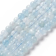 Natural Aquamarine Round Beads Strands, 8mm, Hole: 1mm, about 48pcs/strand, 15.35''(39cm)(G-A204-01)