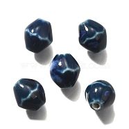 Handmade Porcelain Beads, Rhombus, Marine Blue, 11.5x10mm, Hole: 2mm(PORC-H013-01-10)