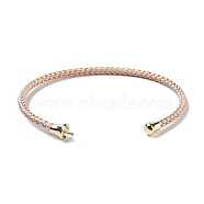 Stainless Steel Cuff Bangle Making, with Golden Tone Brass Finding, for Half Drilled Beads, Antique White, Inner Diameter: 1-3/4x2-3/8 inch(4.6x6cm), Pin: 1mm(MAK-C004-01G-12)