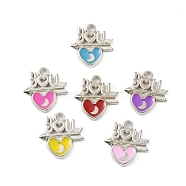 CCB Plastic Enamel Pendants, Platinum, Heart & Arrow with Word You Charms, Mixed Color, 23.5x22x2.5mm, Hole: 2.5mm(CCB-K009-06P)
