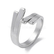 304 Stainless Steel Cuff Ring, Stainless Steel Color, US Size 7 3/4(17.9mm)(RJEW-Q785-01P)