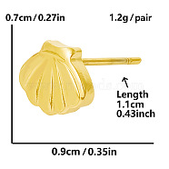 Fashionable Stainless Steel Shell Shape Stud Earrings, Irregular and Versatile Ear Accessories, Golden, 7x9mm(YG0509-2)