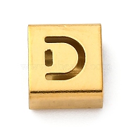 Ion Plating(IP) 304 Stainless Steel Square Slide Charms, Golden, Letter D, 9x8x4mm, Hole: 3.5x8.5mm(STAS-L132-01D-G)