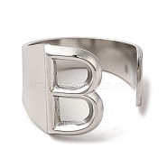 201 Stainless Steel Finger Rings, Letter B, Inner Diameter: 18mm(RJEW-H223-04P-B)