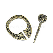 Vintage Alloy Brooch Pin, Ring Clip for Clothing Scarf, Antique Bronze, 36x28.5x2mm(JEWB-WH0020-11AB)