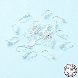 925 Sterling Silver Earring Hooks, for Half-drilled Beads, Teardrop, Silver, 17x5mm, 21 Gauge, Pin: 0.7mm and 0.8mm(for half dirlled beads)(STER-P047-02S)