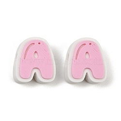Plastic European Beads, Large Hole Beads, Pink, Letter A, 17.5~18x8~20x8mm, Hole: 4.5mm(PL-CBA02CB-01A)