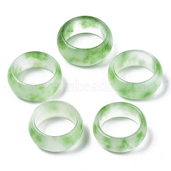 Natural White Jade Rings, Wide Band Rings, Dyed, Light Green, Size 9, Inner Diameter: 19mm(G-N0326-037A-01)