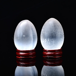 Egg Natural Selenite Figurines, Reiki Energy Stone Display Decorations, for Home Feng Shui Ornament, WhiteSmoke, 28~30x40~45mm(DJEW-PW0021-16)