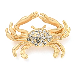 Golden Zinc Alloy with Rhinestone Brooches, Twelve Constellations, Cancer, 32x46x6mm(JEWB-B018-03G-04)