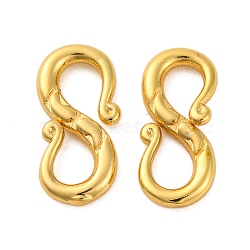 Rack Plating Brass Hook and S-Hook Clasps, Cadmium Free & Lead Free, Long-Lasting Plated, Real 18K Gold Plated, 13x9.5x2mm, Hole: 3mm(KK-Z070-38B-G)