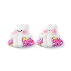 Opaque Cute Bunny Cabochons, Rabbit, White, 23.5x26x7mm(CRES-O006-14B)