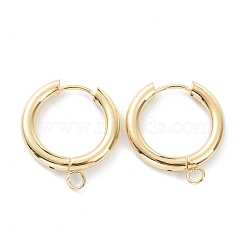 201 Stainless Steel Huggie Hoop Earring Findings, with Horizontal Loop and 316 Surgical Stainless Steel Pin, Real 24K Gold Plated, 22x20x3mm, Hole: 2.5mm, Pin: 1mm(STAS-P283-01G-G)