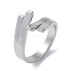Non-Tarnish 304 Stainless Steel Cuff Ring, Stainless Steel Color, US Size 7 3/4(17.9mm)(RJEW-Q785-01P)
