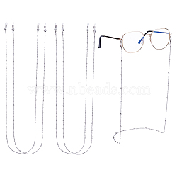 Unicraftale 304 Stainless Stee Eyeglasses Chains, Neck Strap for Eyeglasses, with Cable Chains, Round Beads, Lobster Claw Clasps and Rubber Loop Ends, Stainless Steel Color, 4pcs/box(AJEW-UN0001-008P)