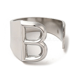 Non-Tarnish 201 Stainless Steel Finger Rings, Letter B, Inner Diameter: 18mm(RJEW-H223-04P-B)