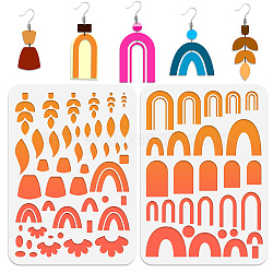 2Pcs 2 Style PET Plastic Earring Handwork Template, Card Leather Cutting Stencils, Rainbow, 29.7x21cm, 1pc/style(DIY-WH0571-001)