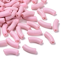 Opaque Acrylic Beads, Curved Tube, Misty Rose, 34.5x13x11mm, Hole: 3.5mm, about 155pcs/500g(SACR-S677-022)