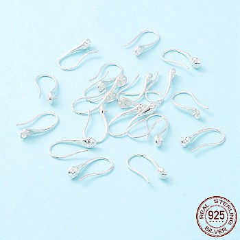 925 Sterling Silver Earring Hooks, for Half-drilled Beads, Teardrop, Silver, 17x5mm, 21 Gauge, Pin: 0.7mm and 0.8mm(for half dirlled beads)