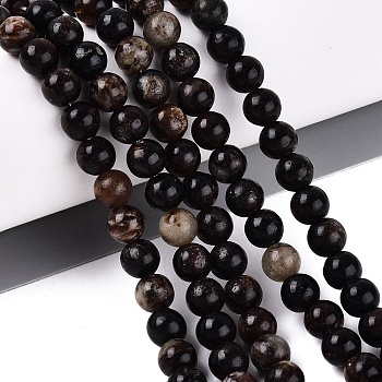Natural Biotite Beads Strands, Smooth Round, 6mm, Hole: 0.6~0.8mm, about 63~64pcs/strand, 14.76~15.16 inch(37.5~38.5cm)