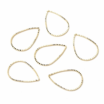 Brass Linking Rings, Long-Lasting Plated, Cadmium Free & Lead Free, Teardrop, Real 24K Gold Plated, 25x16.8x1mm, Inner Diameter: 23x15.8mm