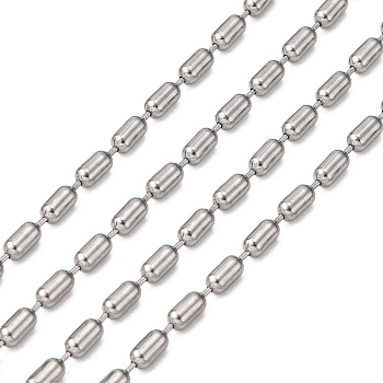 304 Stainless Steel Ball Chains, Beaded Chain, Stainless Steel Color, 3mm