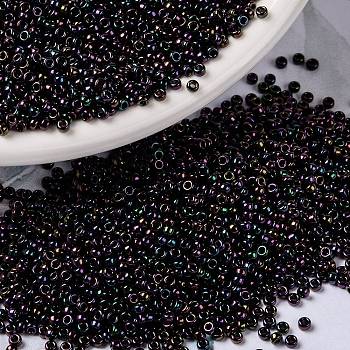 MIYUKI Round Rocailles Beads, Japanese Seed Beads, 15/0, (RR454) Metallic Dark Plum Iris, 1.5mm, Hole: 0.7mm, about 5555pcs/10g