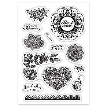 PVC Plastic Stamps, for DIY Scrapbooking, Photo Album Decorative, Cards Making, Stamp Sheets, Flower Pattern, 16x11x0.3cm