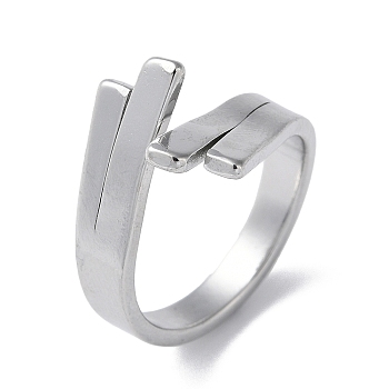 304 Stainless Steel Cuff Ring, Stainless Steel Color, US Size 7 3/4(17.9mm)