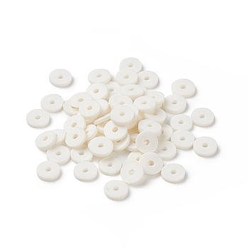 Eco-Friendly Handmade Polymer Clay Beads, for DIY Jewelry Crafts Supplies, Disc/Flat Round, Heishi Beads, White, 6~6.5x1mm, Hole: 1.6~1.8mm, about 9500~13250pcs/500g
