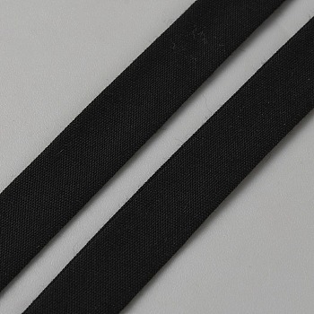 1 Roll Polycotton Folding Ribbons, for Cloth DIY Making Decor, Black, 1/2 inch(13mm), about 55 Yards/Roll
